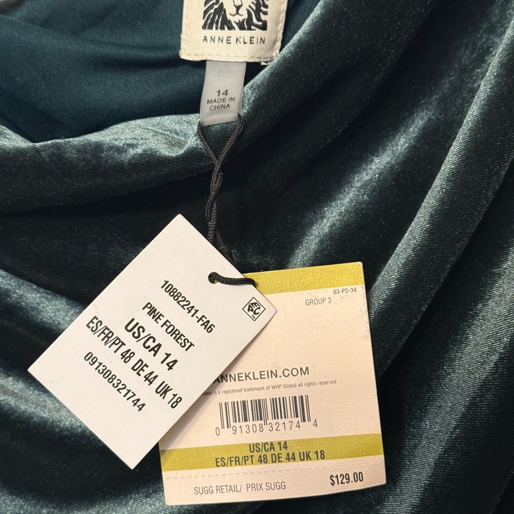 Anne Klein Green Velvet Jumpsuit 12-14 Large - Picture 3 of 7